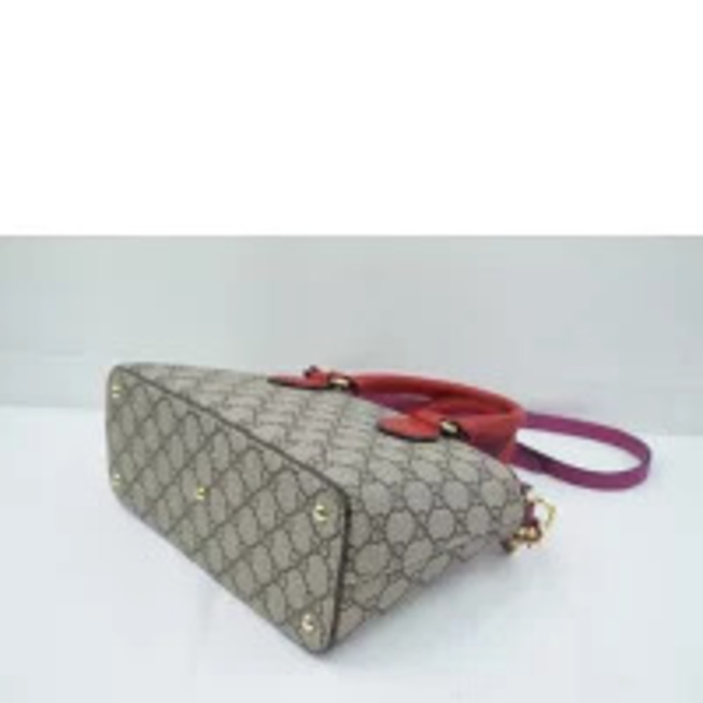 Gucci handles red top Tote Supreme vibrant GG pink leather - Picture 3 of 6